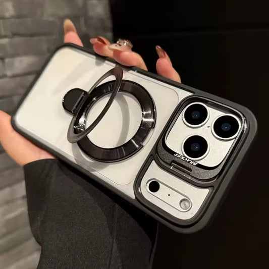 Magnetic Double Stand Case for iPhone Integrated Lens Stand Back Cover