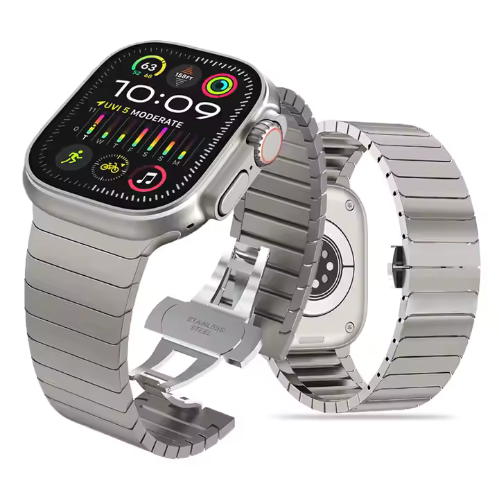Titanium Bamboo Stainless Steel Detachable Band Man Watch Metal Strap for apple Watch