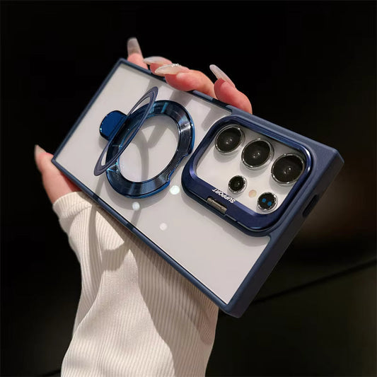 Magnetic Single Stand Case for Samsung integrated lens stand back covers