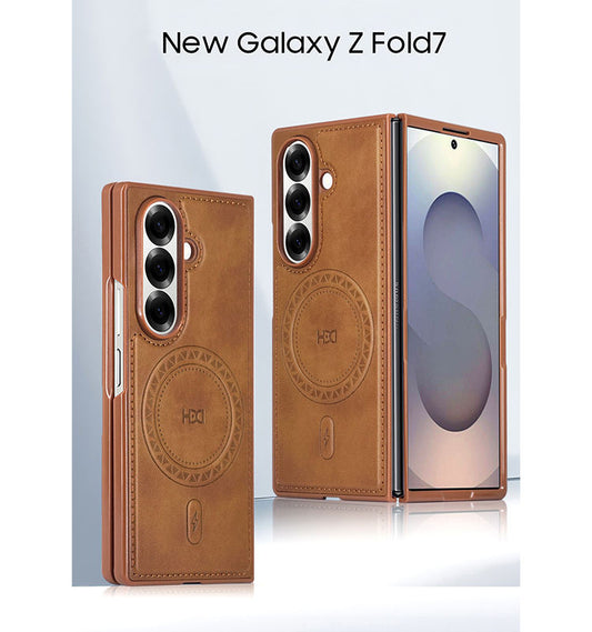 Galaxy Z Fold Series Elegant Leather Case with Wireless Charging