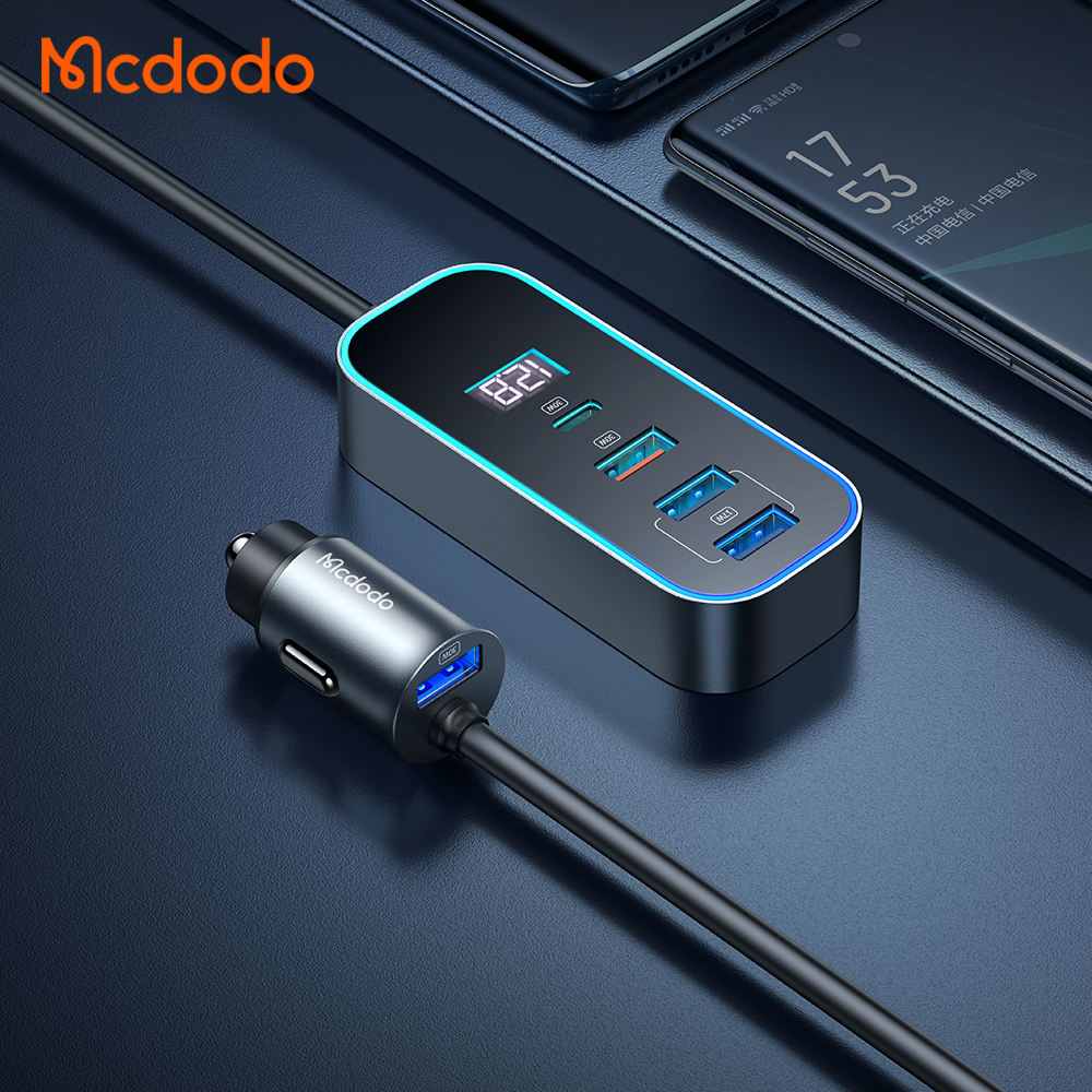 Mcdodo 4-Port Smart Car Charger Hub with LED Display