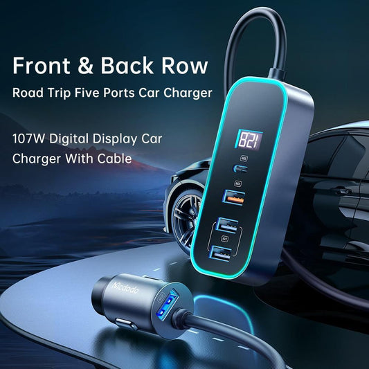 Mcdodo 4-Port Smart Car Charger Hub with LED Display
