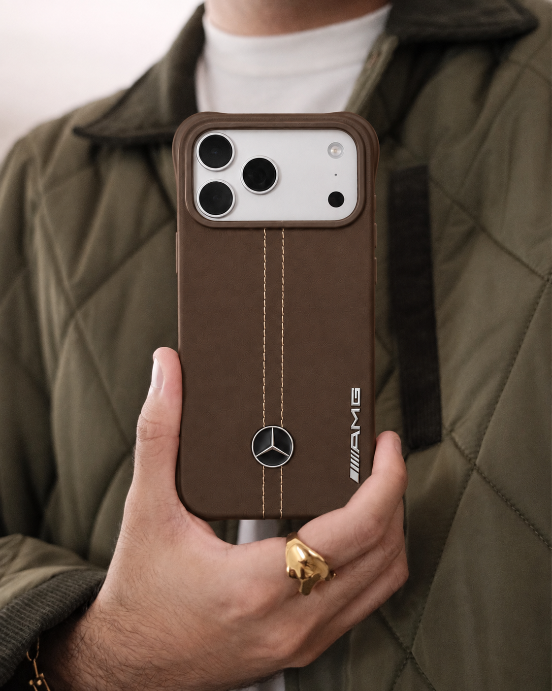 Luxury Leather Mercedes AMG iPhone Case