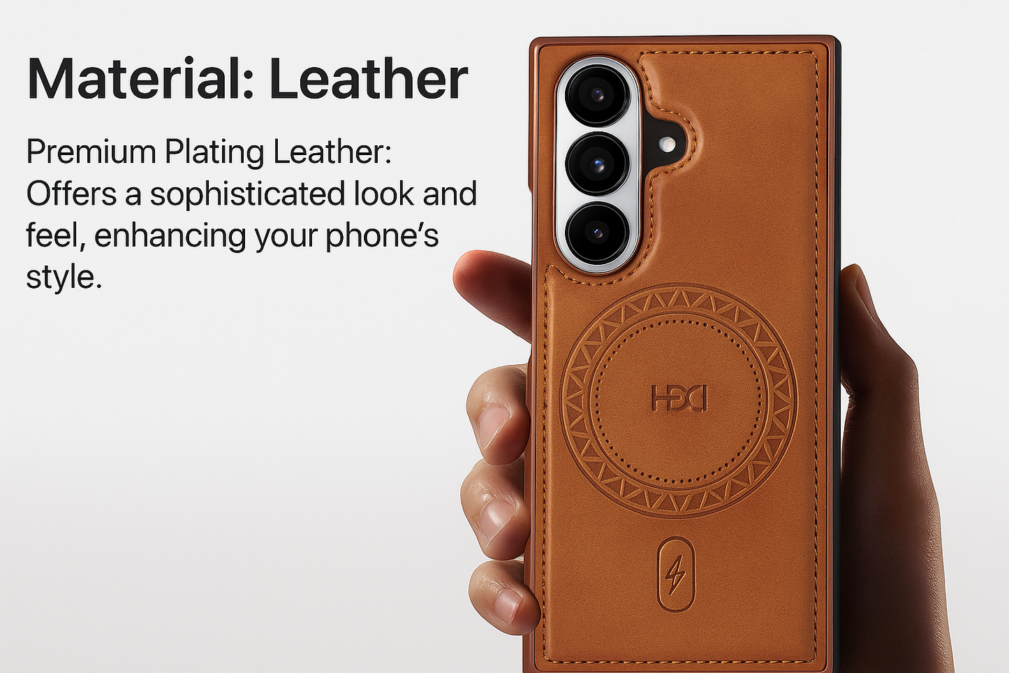 Galaxy Z Fold Series Elegant Leather Case with Wireless Charging