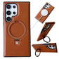 Luxury Leather Skin with Magnetic Metal Ring Stand Case for Samsung Galaxy