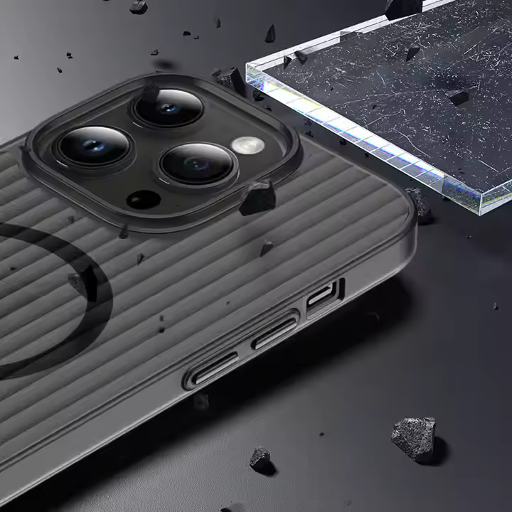 Glossy Wavy Texture Magnetic Wireless Charging Phone Case for iPhone Series