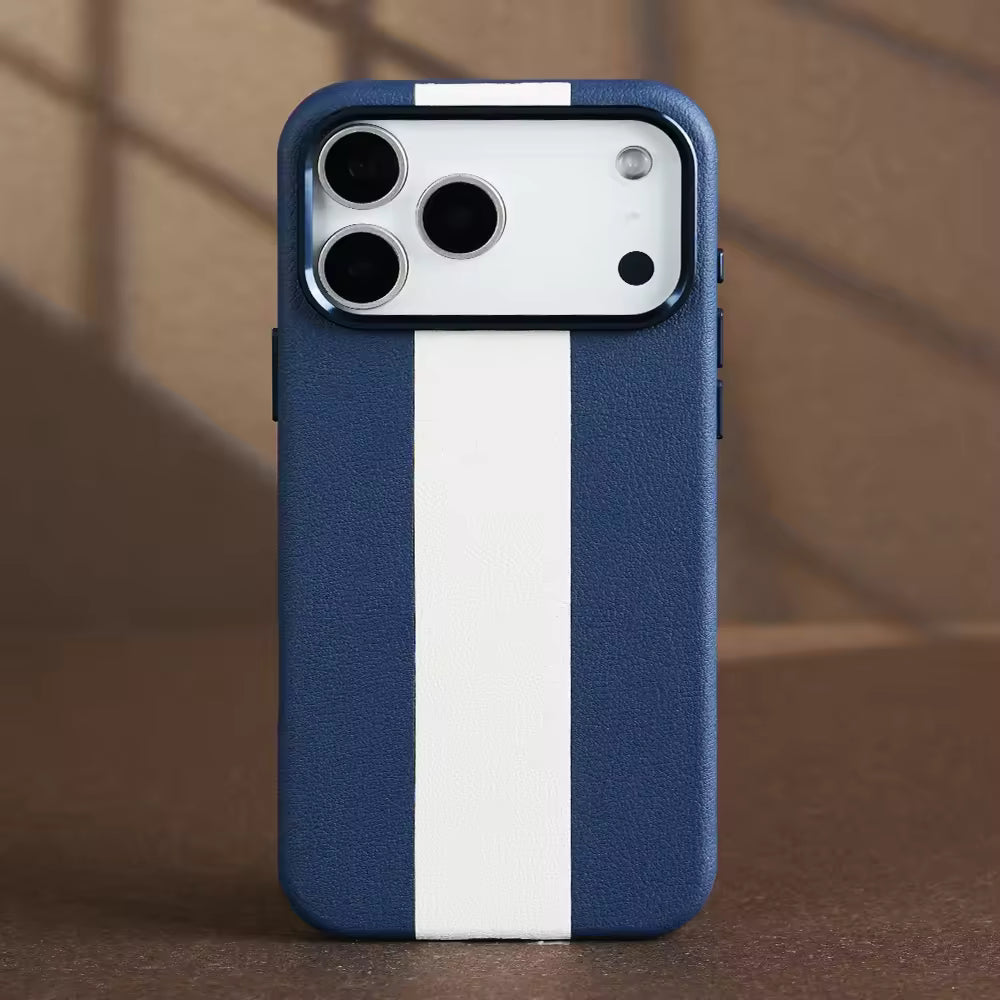 Luxury Aroma Leather Case with Metallic Camera Shield for iPhone Series
