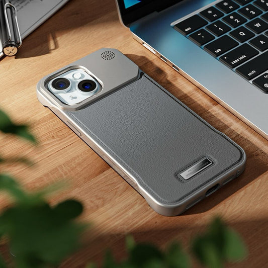 Luxury Aromatherapy Leather Phone Case iPhone Plus Magnetic Metal Frame