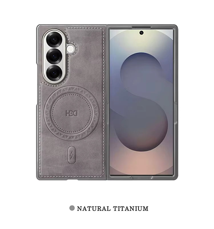 Galaxy Z Fold Series Elegant Leather Case with Wireless Charging