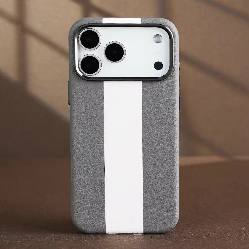 Luxury Aroma Leather Case with Metallic Camera Shield for iPhone Series
