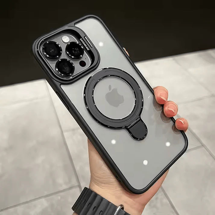 Magnetic Double Stand Case for iPhone Integrated Lens Stand Back Cover