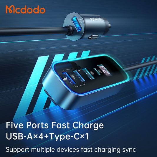 Mcdodo 4-Port Smart Car Charger Hub with LED Display