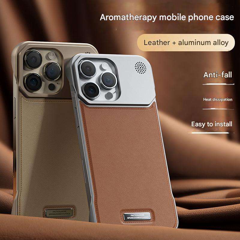 Luxury Aromatherapy Leather Phone Case iPhone Plus Magnetic Metal Frame