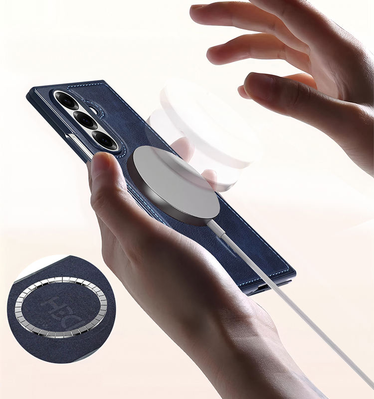 Galaxy Z Fold Series Elegant Leather Case with Wireless Charging