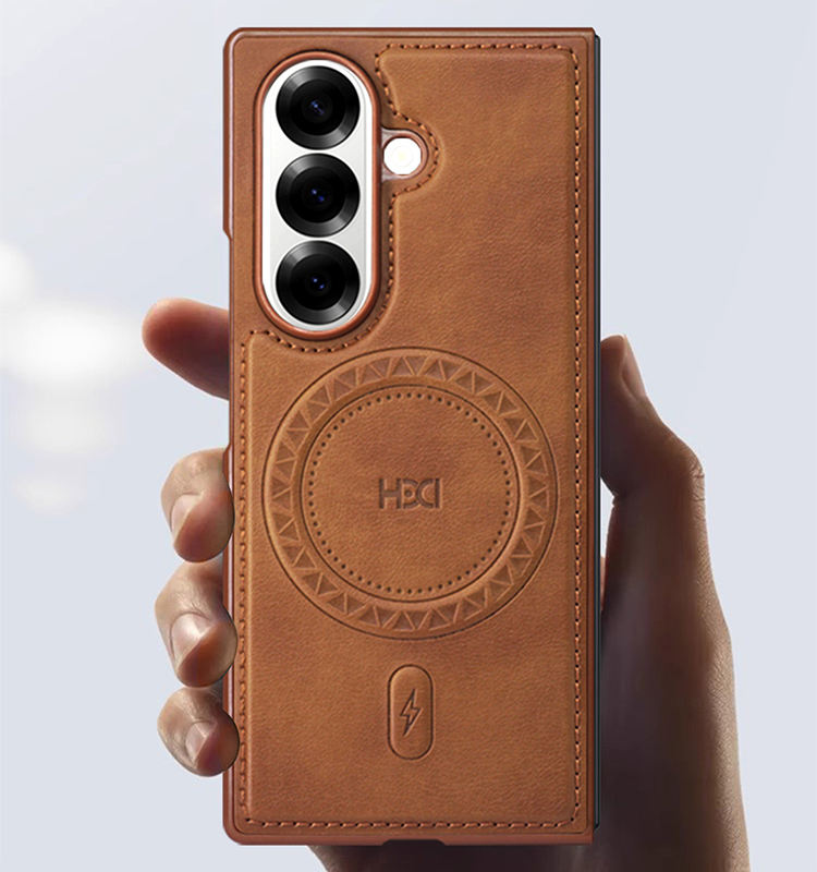 Galaxy Z Fold Series Elegant Leather Case with Wireless Charging