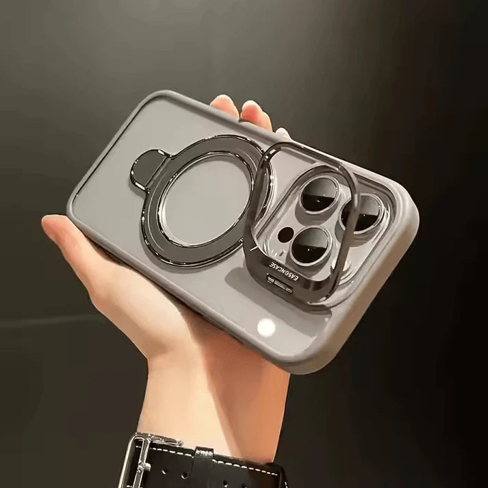 Magnetic Double Stand Case for iPhone Integrated Lens Stand Back Cover