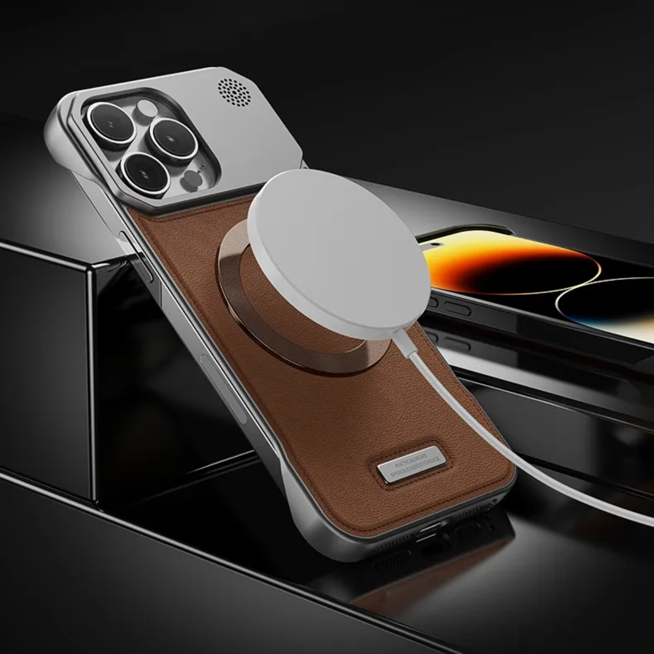 Luxury Aromatherapy Leather Phone Case iPhone Plus Magnetic Metal Frame