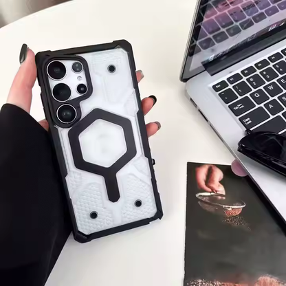 Military-Grade Pathfinders Clear Magnetic Case for Samsung S Series  Wireless Charging Case