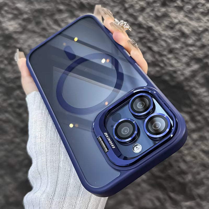Camera Stand Bracket Magnetic Phone Case with  Lens Protection for iPhone