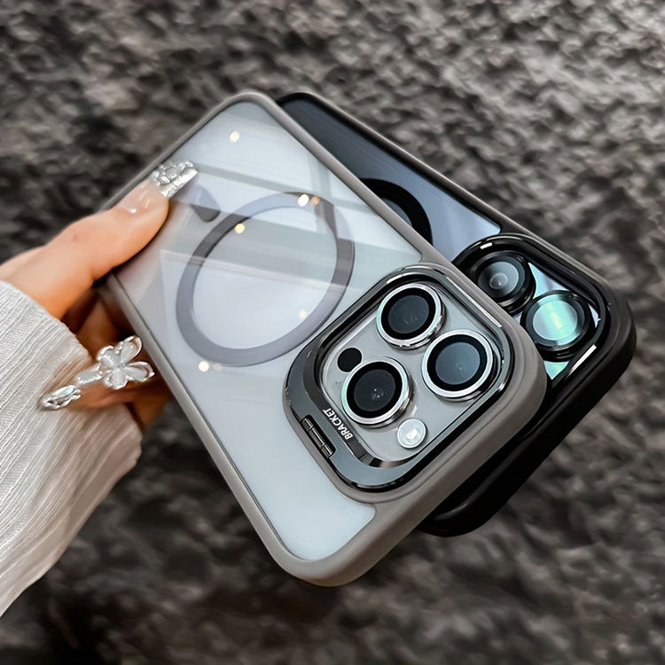 Camera Stand Bracket Magnetic Phone Case with  Lens Protection for iPhone