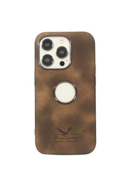 MUGWUMP SLEEK LOOK SUEDE LEATHER CASE WITH LOGO CUT OUT AND CLOTH INSIDE iPHONE SERIES