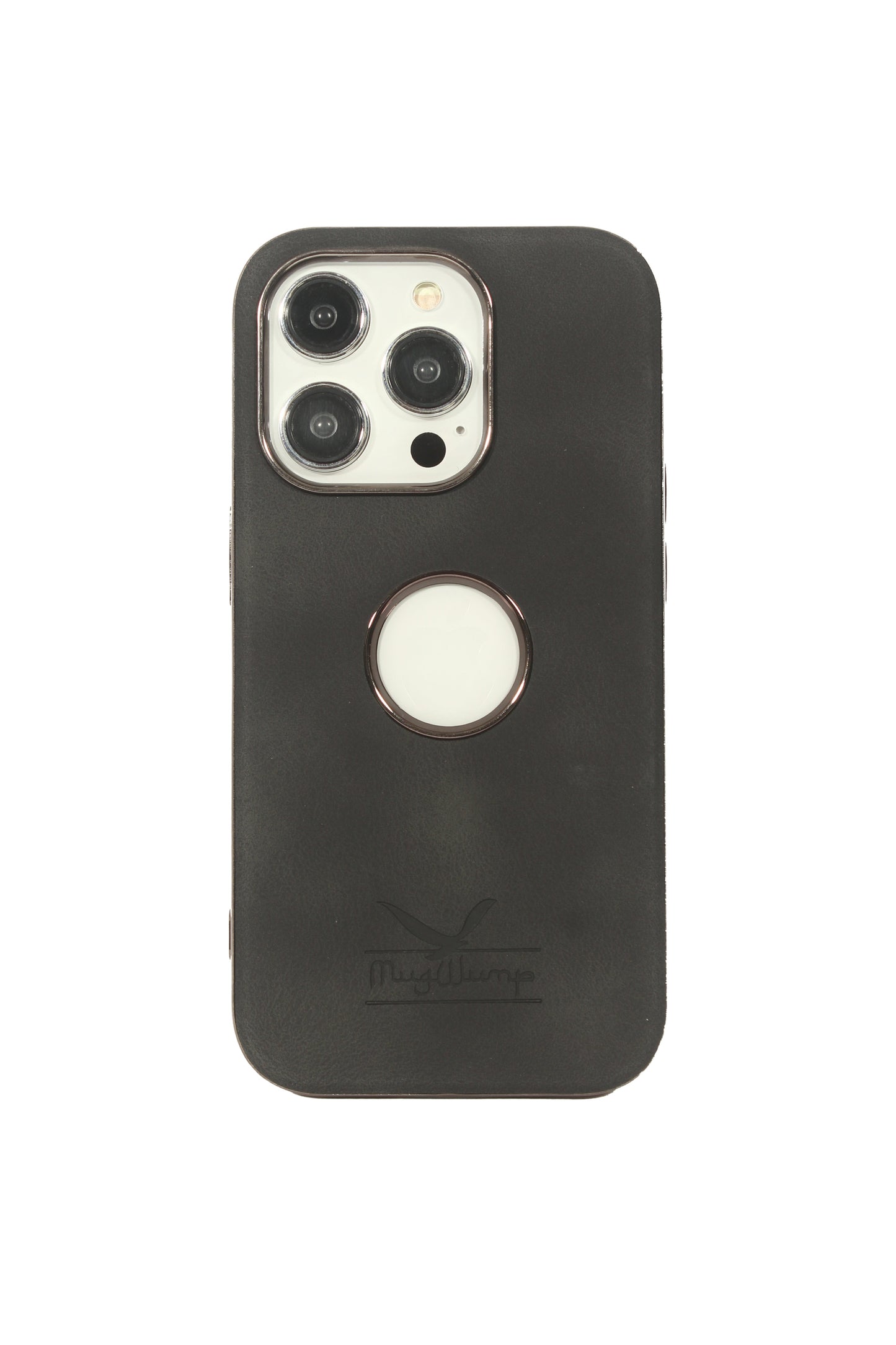 MUGWUMP SLEEK LOOK SUEDE LEATHER CASE WITH LOGO CUT OUT AND CLOTH INSIDE iPHONE SERIES