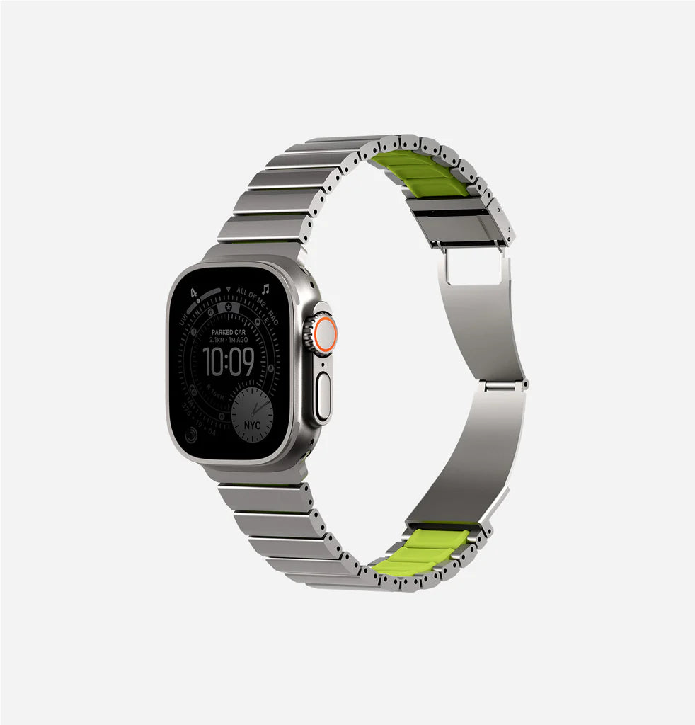 Luxury Titanium Dual Layer Silicone Magnetic Link Bands for Apple Watch