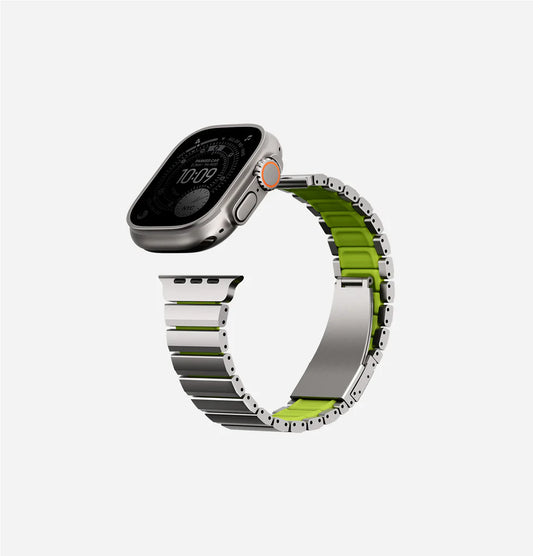 Luxury Titanium Dual Layer Silicone Magnetic Link Bands for Apple Watch