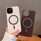 Luxury Leather Print Genuine PC Magnet Phone Case for iPhone Series Shockproof Back Protection