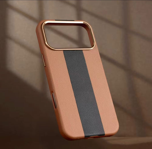 Luxury Aroma Leather Case with Metallic Camera Shield for iPhone Series