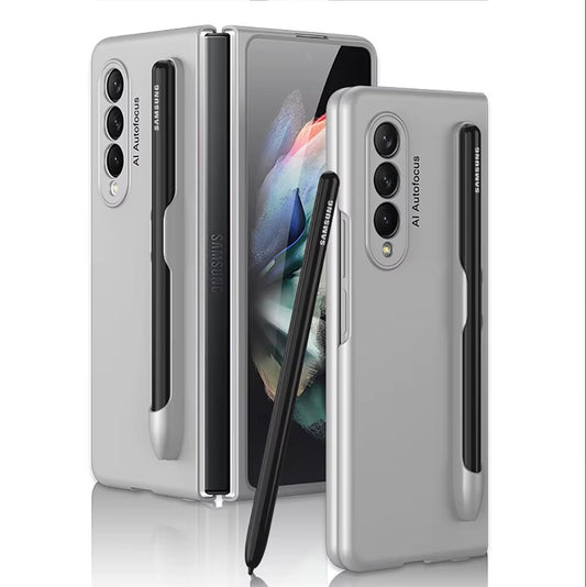 Luxury Matte Phone Cover with S Pen Holder Slot for Galaxy Z Fold (Without Pen)