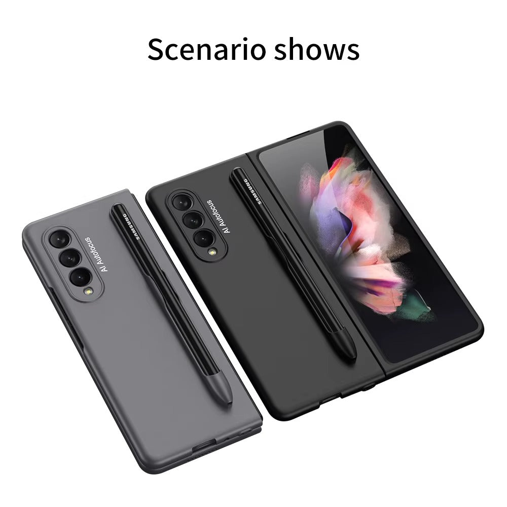 Luxury Matte Phone Cover with S Pen Holder Slot for Galaxy Z Fold (Without Pen)