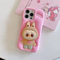 Labubu Cute Cartoon Rabbit Holder Silicone Cover for iPhone Series